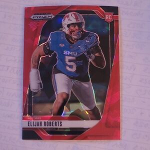 Panini Prizm Elijah Roberts RC Football Card - Red Ice Prizm
